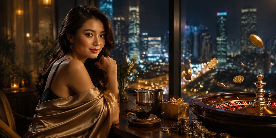 Người chơi Roulette tại Hà Nội thư giãn với cốc cà phê và theo dõi bàn Casino Live